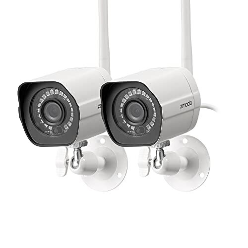 Zmodo Outdoor Security Camera Wireless (2 Pack), 1080p Full HD Home Security Camera System, Works with Alexa and Google Assistant, White (ZM-W0002-2)