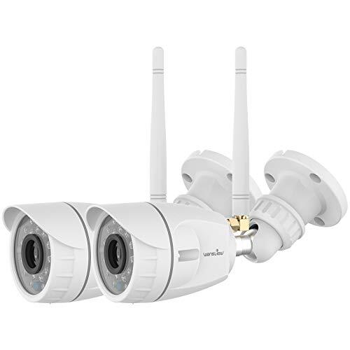 wansview Outdoor Security Camera, wansview 1080P Wireless WiFi Home Surveillance Waterproof Camera with Night Vision, Motion Detection, Remote Access, Works with Alexa -W4-2PACK