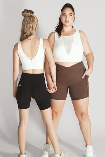 popflex basics vivid crop cream deep v mesh ultimate hourglass biker short crossover mocha
