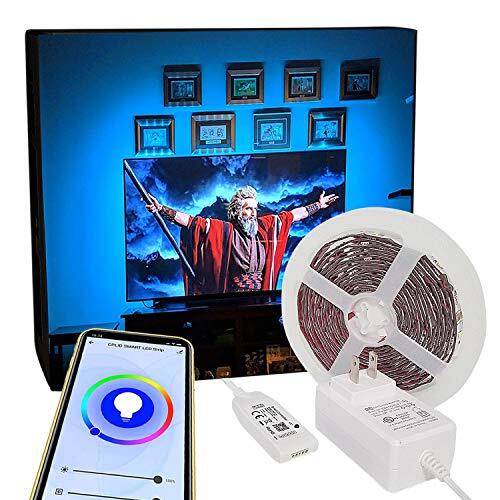 Wi-Fi LED Strip Lights TV Backlight for 75 80 82 inches Smart HDTV Behind Lighting, Works with Alexa Google Home, RF Remote Phone APP Voice Controlled Light Strip for Home Kitchen Decor, iOS & Android
