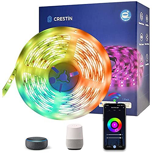 Smart RGB TV Back Lights for 65 Inch TV , CRESTIN 16.4ft Music Sync Color Changing LED Strip Controlled by APP, WiFi LED Strips Work with Alexa for TV, Car, Kitchen