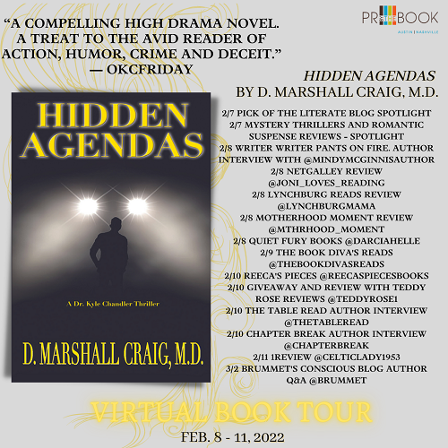 Hidden Agendas by D. Marshall Craig, M.D. - PR by the Book Tour Banner