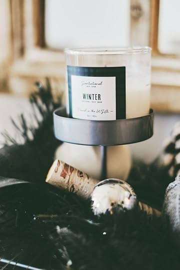 white and black Winter candle holder