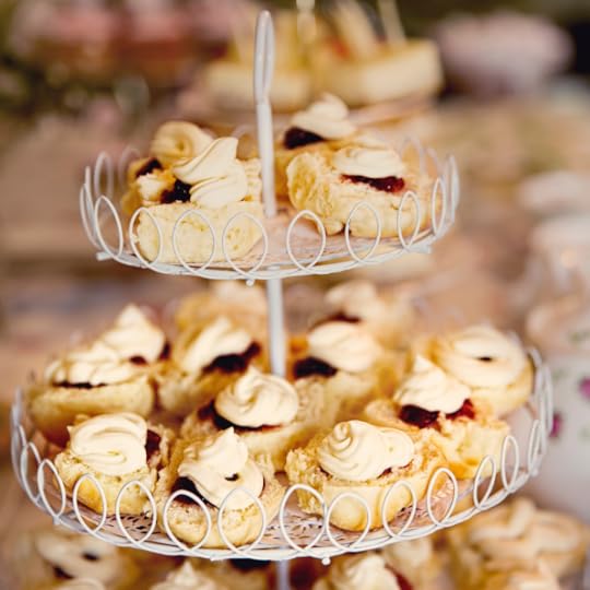 Tiered tray of apricot and pecan scones