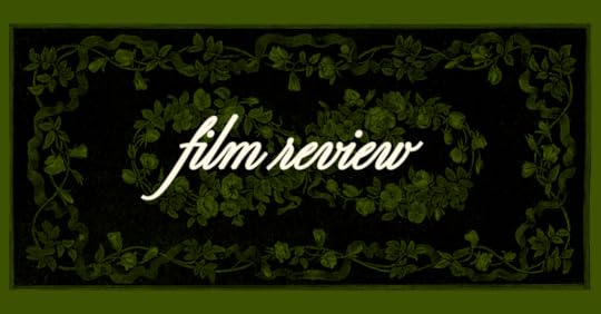 floral background design; text says 'film review' 