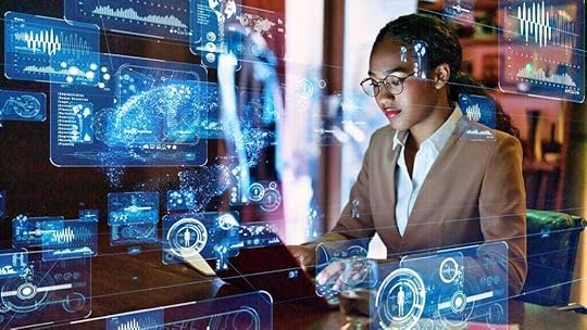Young female people science engineer concept GUI Graphical User Interface