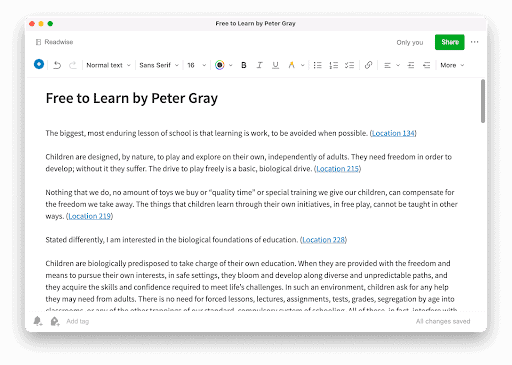 Example of a note in Evernote