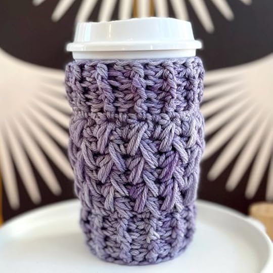 Crochet Feather Stitch Cup Cozy. Free Patter from Vickie Howell