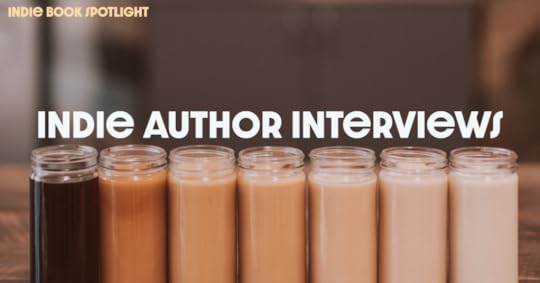a row of coffee in lessening strength of coffee; text says 'indie book spotlight: indie author interviews' 