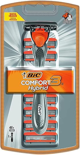 BIC, Rastrillo para Hombre, Rasurador de Triple Hoja, Comfort 3 Hybrid, Piel Normal, 5 piezas