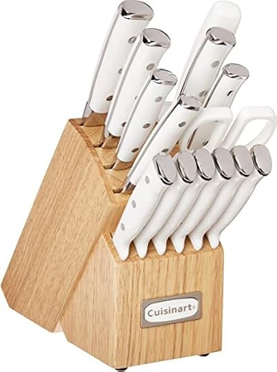 Cuisinart - C77WTR-15P Juego de cuchillos clásico forjado de triple remache, Set de 15 piezas, blanco