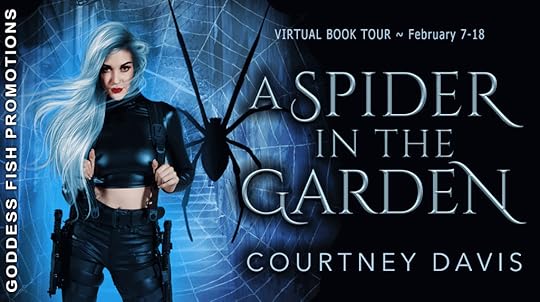 Goddess Fish book tour banner for A Spider in the Garden