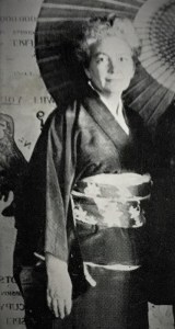 Lettie Cowman wearing a kimona