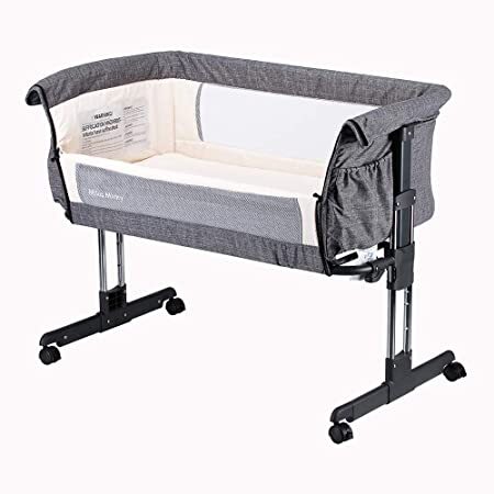 Bedside Sleeper Bedside Crib Easy Folding Portable Crib,Grey