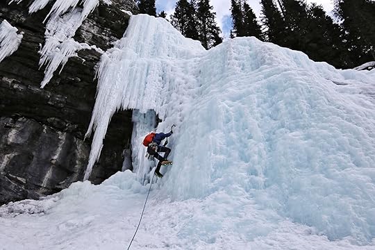 An ice climber on a w3 route