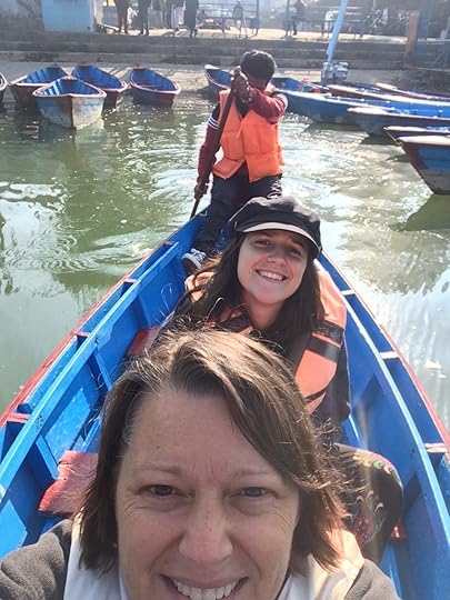 Rowing across Fewa Lake Pokhara Nepal