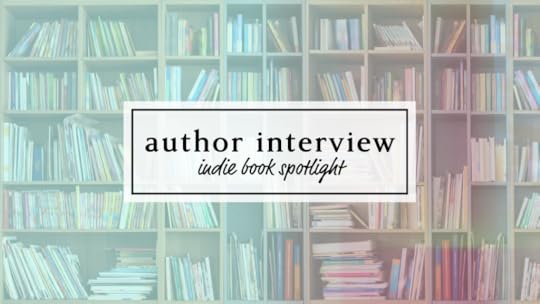 bookshelf background; text says: 'author interview: indie book spotlight' 