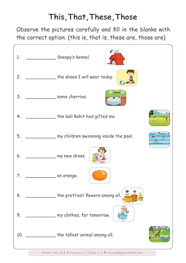 english worksheets grade 1 workbook on pronouns key2practice