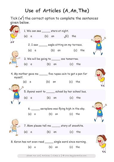 english worksheets grade 1 chapter articles key2practice