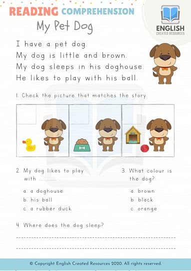 reading comprehension grade 1 english created resources