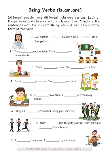 english worksheets grade 1 chapter verbs key2practice