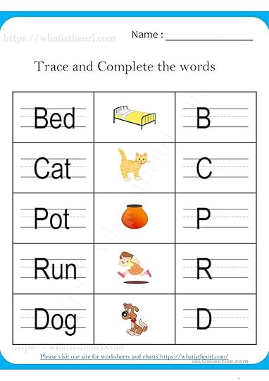 trace and complete the words worksheets for grade 1