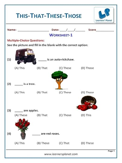 grade 1 english this that these those worksheet