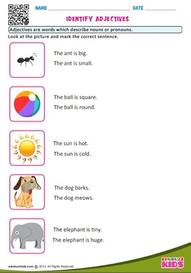 english identify adjectives worksheets for the kids of