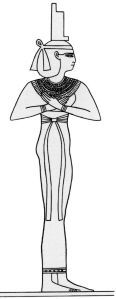 Isis in mourning with Her hands crossed at the heart