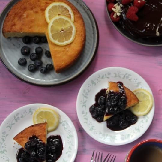 Flourless Lemon Cake with Blueberry Compote