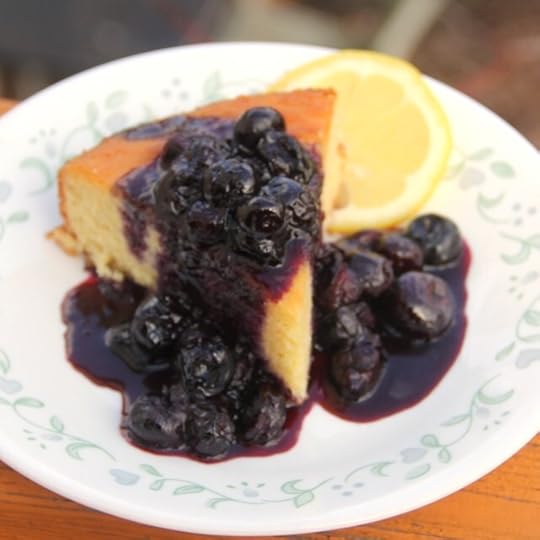 Flourless Lemon Cake with Blueberry Compote