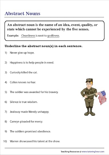 identifying abstract nouns worksheet