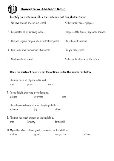 abstract noun worksheet