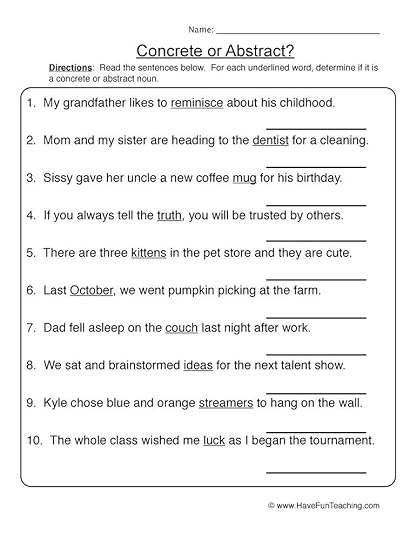 common or abstract nouns worksheet have fun teaching