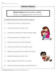 abstract and concrete nouns worksheets