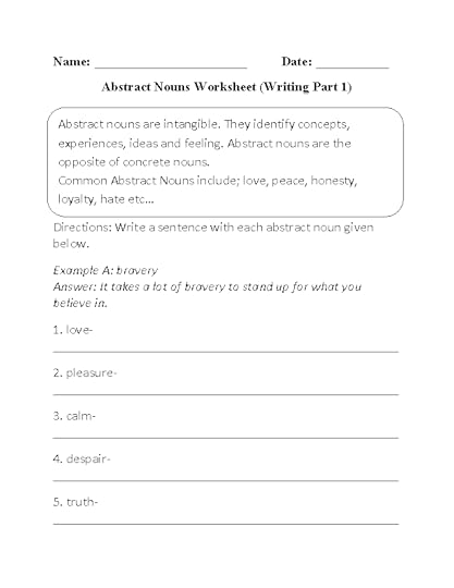 nouns worksheets abstract nouns worksheets