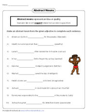 abstract and concrete nouns worksheets