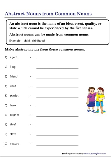abstract nouns from common nouns worksheet