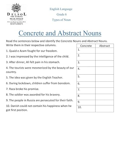 concrete abstract nouns worksheet