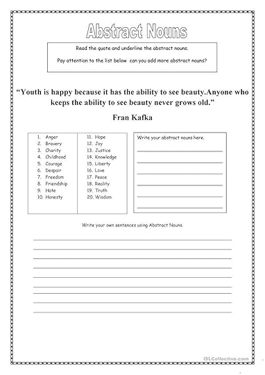 abstract nouns english esl worksheets for distance learning and physical classrooms