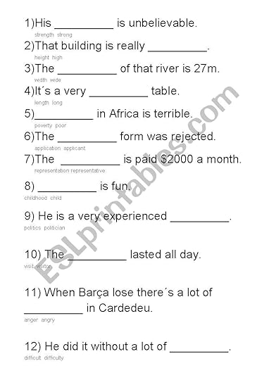 abstract nouns esl worksheet by pawlenglish