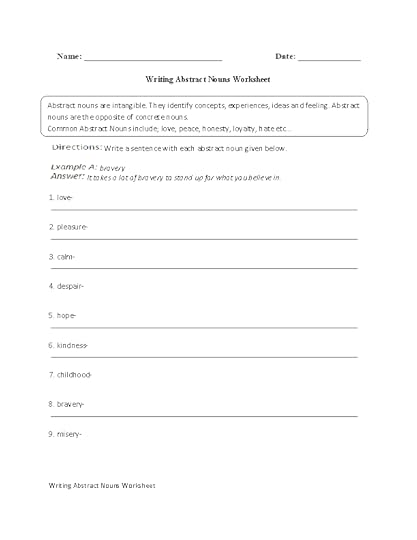 nouns worksheets abstract nouns worksheets