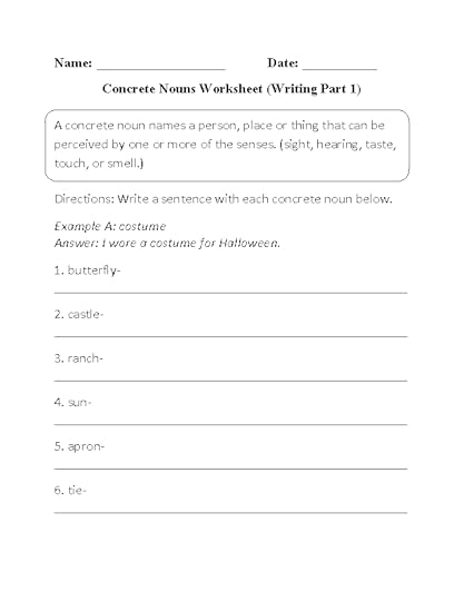nouns worksheets concrete nouns worksheets