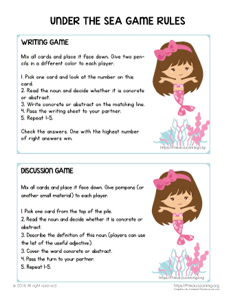 abstract and concrete nouns partner games primarylearning org