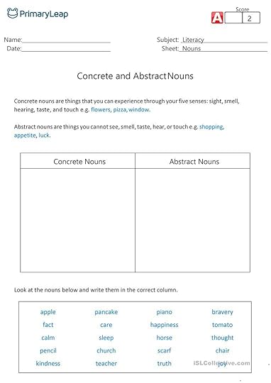 concrete and abstract nouns english esl worksheets for distance learning and physical classrooms