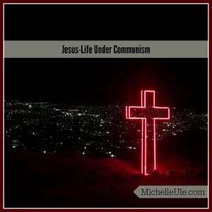 Red cross looking over a dark city