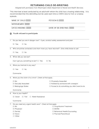 nevada returning child de briefing download printable pdf templateroller