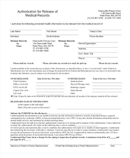 free 12 sample medical records release forms in pdf ms word excel