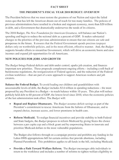 fact sheet the president s budget for fiscal year 2018 download printable pdf templateroller