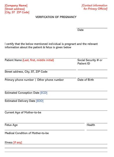 free pregnancy verification forms word everything to know